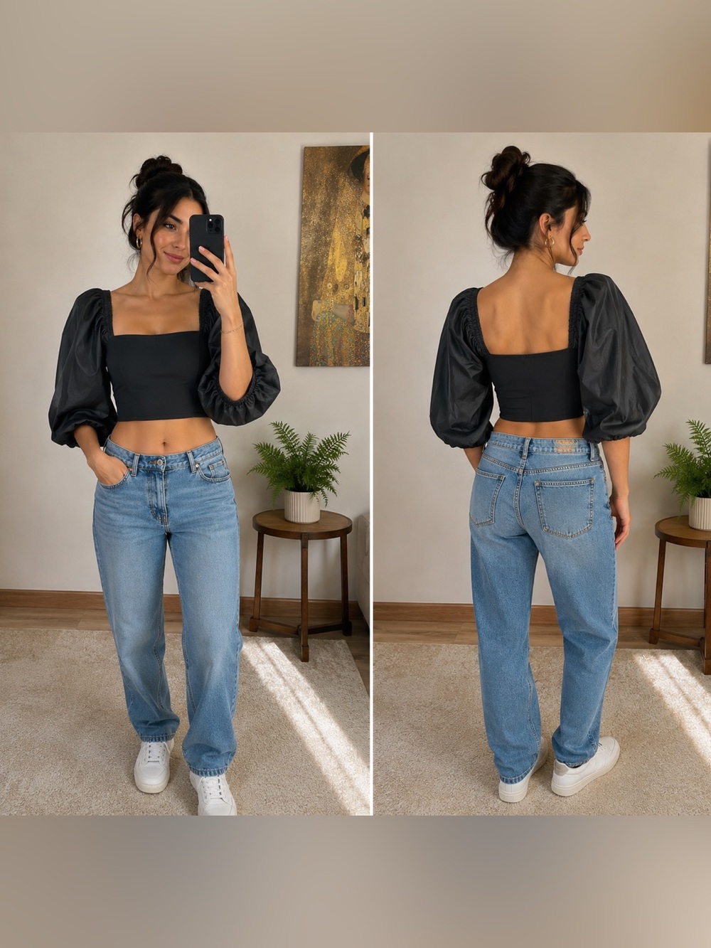 Zara Black Ribbed Knit Top